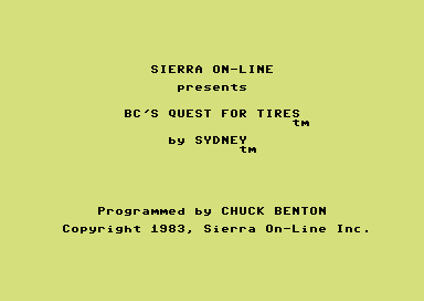 B.C.s Quest for Tires & B.C.s II: Grog's Revenge title screen for Commodore 64